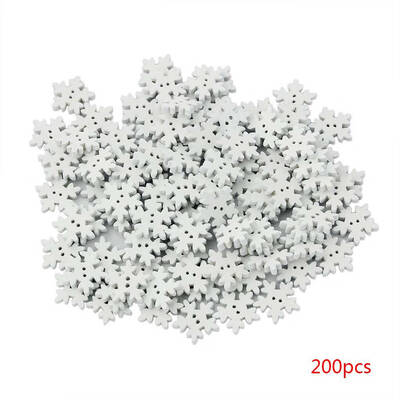 

200pcs 18mm Wood Christmas Snowflake Buttons DIY Craft White Snow Flakes Wooden Sewing Buckle