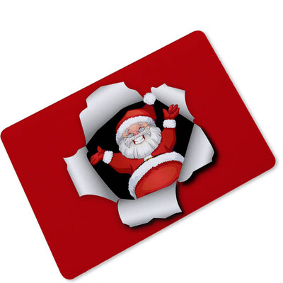 

Merry Christmas Santa Claus Rubber Restaurant Carpet Furry Soft 3D Print Santa Rectangular Floor Mat Bathroom Bedroom Home Mat