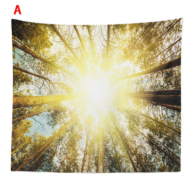 

Toponeto Misty Forest Tapestry Wall Hanging Nature Landscape Tapestry Sunshine Through Tree Tapestries For Bedroom Living Room