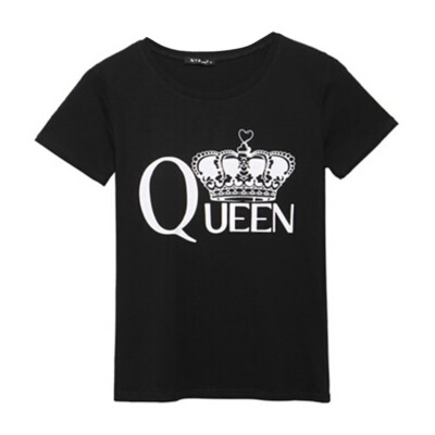 

Fashion Casual Women Queen Crown Printed T-shirt Summer Short Sleeve Fitness Rock Punk Tees Woman Tops