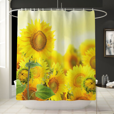 

Gobestart Sunflower Shower Curtain Floor Mat Four-piece Bathroom Mat Set