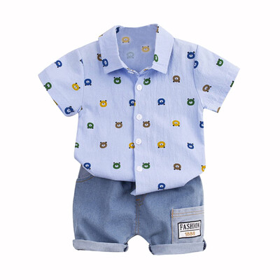 

baby clothes Summer Baby Boys Clothes Casual Short Sleeve Cartoon Animal Print T-shirt TopsShorts 2pcs kids clothes