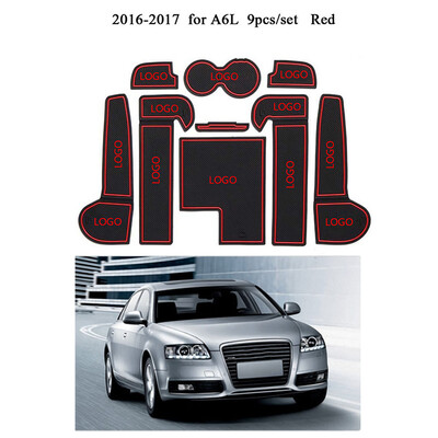 

9pcsset Car Door Pad Gate Slot Mat Non-slip Cup Holder Interior Decoration Mat Replacement For A6L 2016-2017