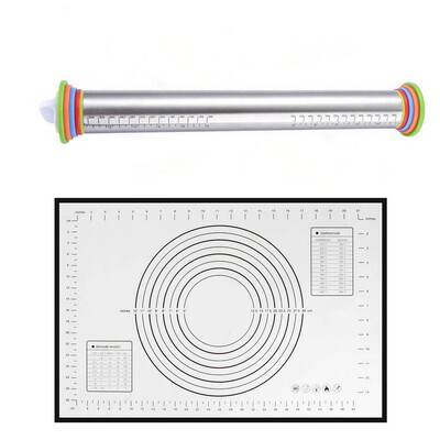 

Toponeto Stainless Steel Adjustable Rolling Pin Removable Rings Baking Dough Pizza Kit