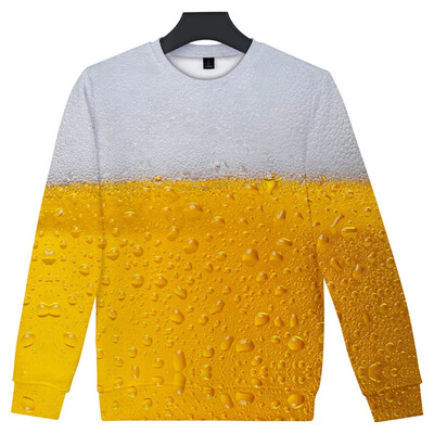 

Toponeto Mens Casual Long Sleeve Beer Festival New Style 3D Printing O Neck Shirt