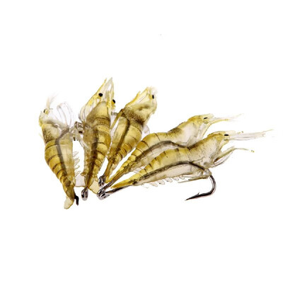 

Lixada 5Pcs 4cm 2g Fishing Lure Soft Super-Lightweight Vivid Shrimp Prawn Bait Sharp Hook