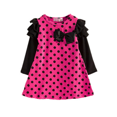 

New Autumn Baby Girls Dress Clothes Polka Dot Pattern Long Sleeve Dress Kids Toddler Pageant Sundress 2-8y