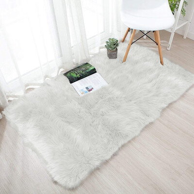 

Gobestart Wool Imitation Sheepskin Rugs Faux Non Slip Bedroom Shaggy Carpet Mats
