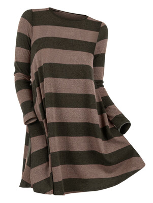 

Striped Long Sleeve Longline Knitwear