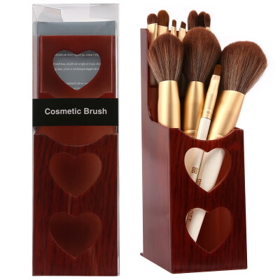 

Redwood Color Makeup Brush Storage Tube ABS Plastic Heart Design Double Hole Desktop Storage Brush Bucket