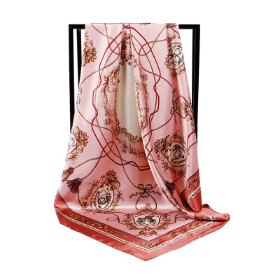 

Luxury Satin Scarf Women Floral Print Large Square Scarves Hijab Silk Shawl Wrap Female Autumn Winter Scarf