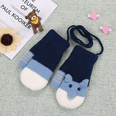 

New 2-4 Years Old Cute Cartoon Baby Gloves Winter Knitted Wool Mittens Thicken Gloves