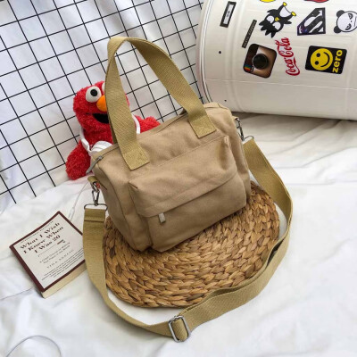 

Tailored Womens solid color portable canvas bag simple shoulder Bag Casual Messenger bag