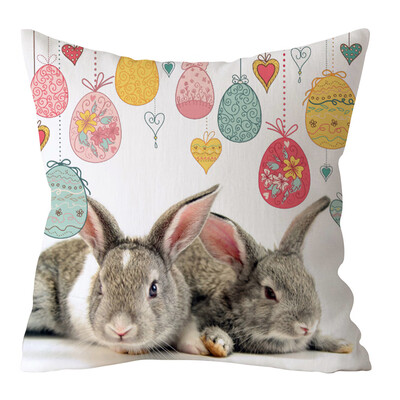 

〖Follure〗Easter Rabbit Print Pillow Case Polyester Sofa Car Cushion Cover Home Decor