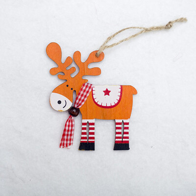 

JPGIF Painted Wood Elk Pendant Christmas Tree Decoration Xmas Decor Deer Ornaments