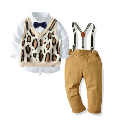 

US Newborn Baby Boy Christmas Outfits T-shirt Top Veat Pants Cotton 3PCS Clothes
