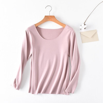 

Fashion Women Bottom T-shirt Long Sleeve O-neck Solid Color Stretch Thin Slim Basic Tee Tops Casual Pullovers Blouse