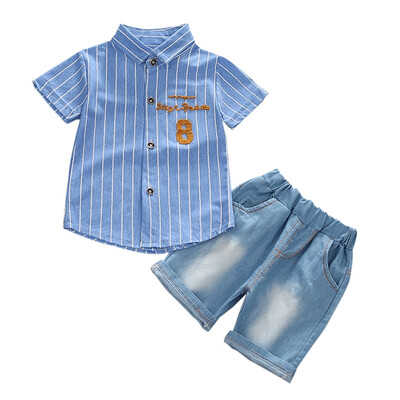 

Baby Boy Clothes Summer Baby Boys Short Sleeve Stripe Print Tops Blouse ShirtShorts Children Casual Outfits Sets