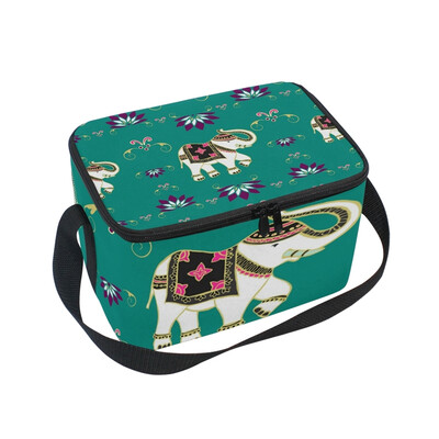 

Lunch Box Insulated Lunch Bag Large Cooler Mandala Floral Elephant Tote Bagfor Kids Men Women