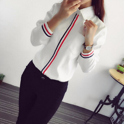 

Autumn Hot Women White Cotton Blouses Long Sleeve Office Lady Elegant Striped Shirts blusas de verano