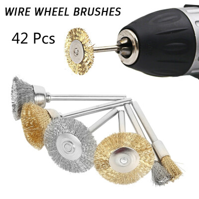 

42Pcs Mini Wire Brush Brushes Brass Cup Wheel for Grinder or Drill