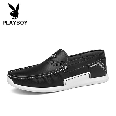 

Playboy PLAYBOY Korean fashion lazy set of feet peas shoes men driving comfort DS81018 black 42