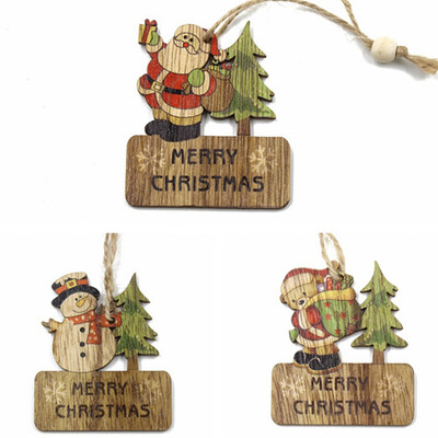 

3Pcs Christmas Decorations Wooden Ornament Xmas Tree Hanging Pendant Ornament