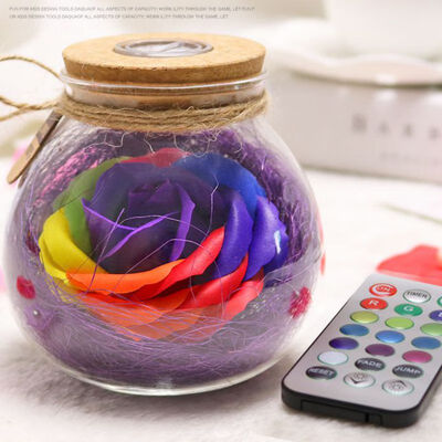

2019 Anniversary Forever Flower Rose With LED Box Immortal Flowers Forever Moon Light Gift Wedding Birthday Gift Set for Women
