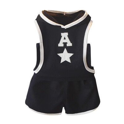 

WEIXINBUY Kid Boy Girl Clothes Sportswear Summer Fashion Vest Hooded Clothing For Boys Girls Children Outfit Set