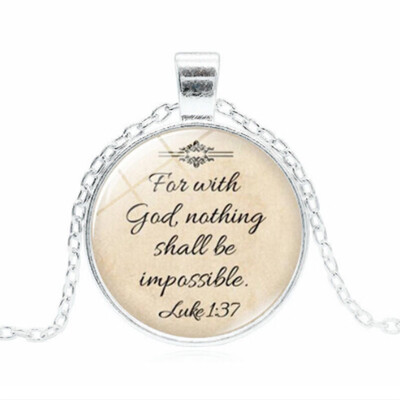 

Fashion Jesus Christian Necklace quotFor with God Nothing Be Impossible quot Pendant Gift Jewelry