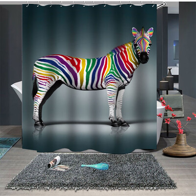 

Gobestart Popular Waterproof Shower Curtain With 12 Hooks Printed Bathroom 180x180cm