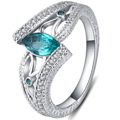 

Sterling Silver Finger Rings For Women Vintage Engagement With Stone BlueRedGreen Zircon Jewelry