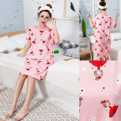 

Summer Kawaii Cartoon Nightdress Women Short Sleeve Comfy Milk Silk Nightgowns Womens Sleepdress Loose Nighty Nightwear Hot Sale