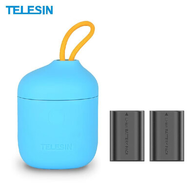 

TELESIN 3 In 1 Multifunctional Camera Battery Charger Kit Set with 2 Pcs Batteries with SD Card Reader & Storage Carrying Function