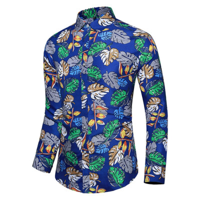 

Toponeto Men Casual Summer Printed Button Long Sleeve Hawaiian T-Shirt Top Blouse