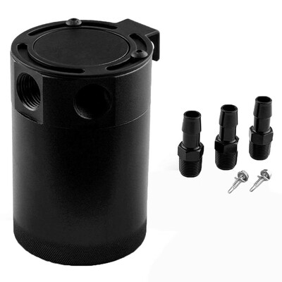 

Universal Racing Baffled 3-Port Oil Catch Can Tank Reservoir Black Air-Oil Aluminum Separator