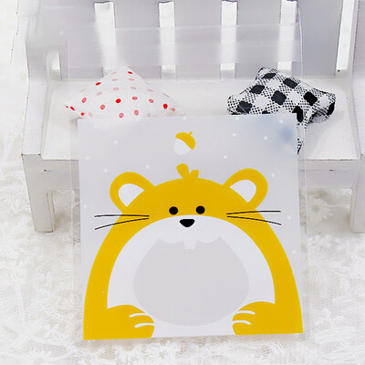 

100pcs Self-Adhesive Cookie Candy Package Gift Bags Cartoon Animal Plastic Bags