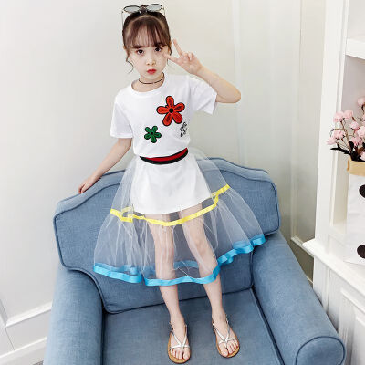 

Summer Fashion Baby Girls Clothes Floral Print Short Sleeve T-shirt Dress With Mesh Skirt Kids Clothes Toddler Sundress