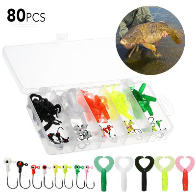 

108pcs Fishing Tackle Set Artificial Soft Bait Grub Earthworm Lures Swimbaits Jig Hooks Set with Tackle Box