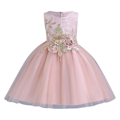 

1-12 Years Kids Dress for Girls Wedding Tulle Lace Long Girl Dress Elegant Princess Party Pageant Formal Gown for Teen Children