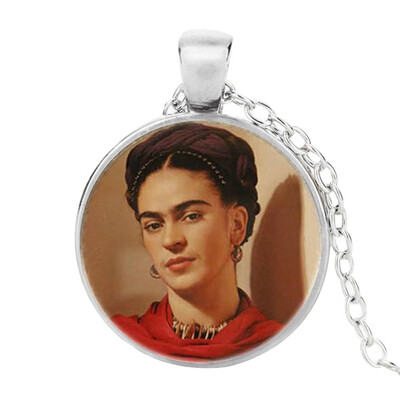 

Fri-da Kah-lo Gemstone Necklace Velvet Self Portrait Pattern Woman Jewelry Art Pendant