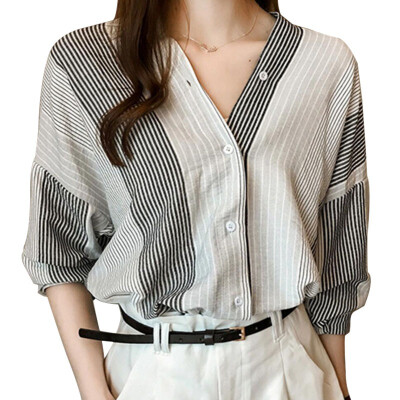 

Women Striped Long Sleeve Button Blouse Shirt Female Loose Blusas Femme Autumn Fall Casual Ladies Office Blouses Top Female