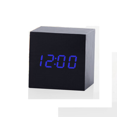 

Gobestart New Modern Wooden Wood Digital LED Desk Alarm Clock Thermometer Timer Calendar