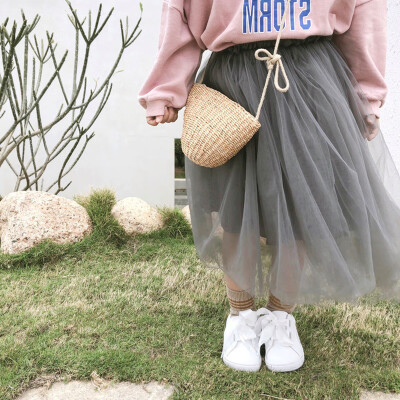 

Autumn Korean Style Cute Girls All-match Mesh Princess Skirts Baby Girl Fashion Party Long Skirt Casual Toddler Pageant Skirts