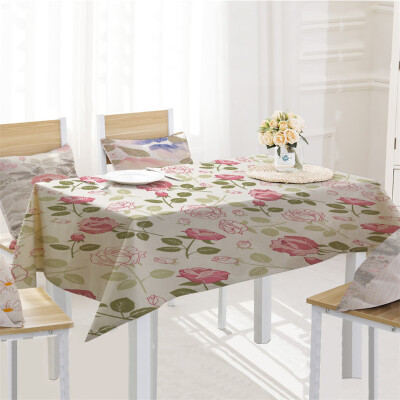 

Toponeto Rose Table Cloth Linen Tablecloth For Kitchen Decorative Dining Table Cover