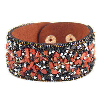 

Bling Rhinestone Leather Wrap Wristband Cuff Punk Crystal Bracelet Bangle Party