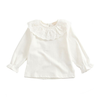 

Lace Autumn Long Sleeve Girl T-shirt Fashion Cotton Children Clothing Doll Collar Girl T-shirt Baby Clothes