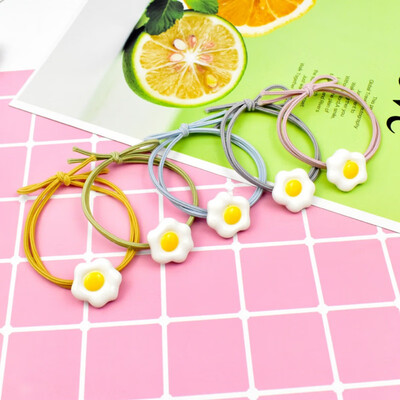 

Baby Girls Hair Ropes Hair Ring Set Rubber Band Cartoon Poached egg Kids Cute Elastic Princess Headwear Random Color