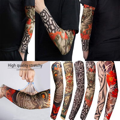 

〖Follure〗Sunscreen Temporary Tattoo Sleeves Body Art Arm Stockings Slip Accessories