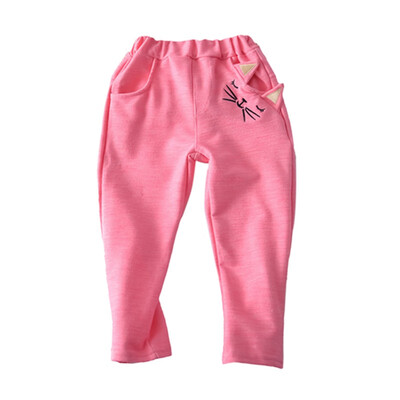 

Children Pants Children Casual Trousers 2018 Autumn Winter New Girls Cartoon Cat Embroidered Trousers Baby Clothing 2-7Y